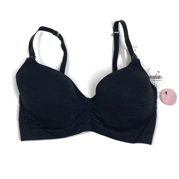 Jessica Simpson Wireless Full-Coverage Nursing Bra Size Medium Black 91949-01 - Picture 2 of 8